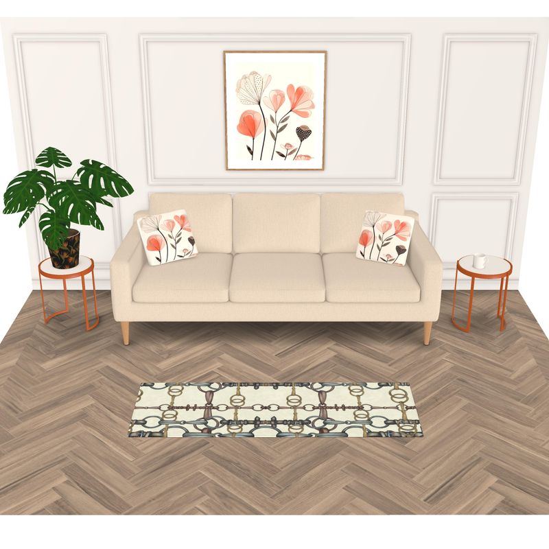 Ivory Bit Motif  Rug, 6ft x 2ft Secondary image