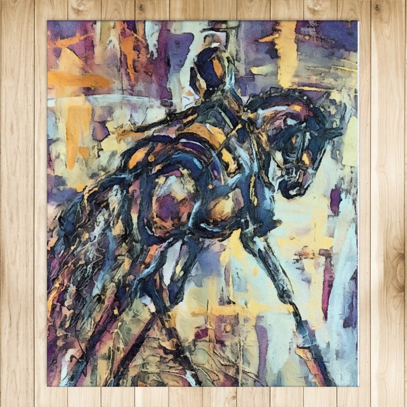 Medium O, Equestrian Artistic Area Rugs, 4ft x 5ft, Original Artwork Main image