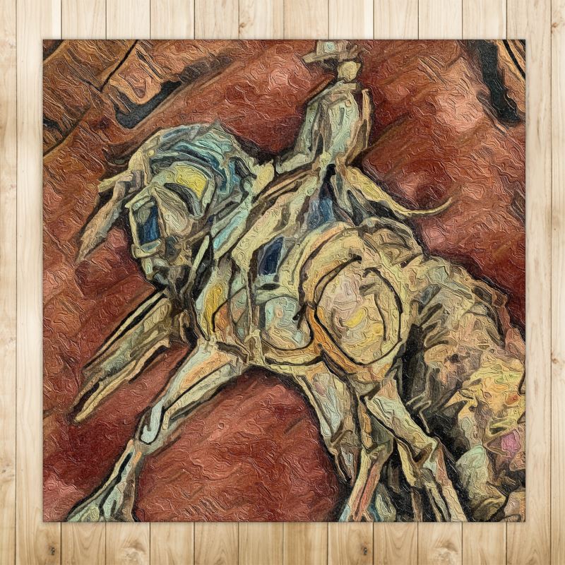 Medium Equestrian Artistic Area Rugs, 4ft x 4ft, Original Artwork Main image