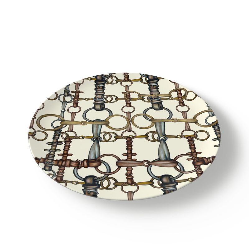 Equestrian Snaffle Bit and Reins Set of China Plates Main image