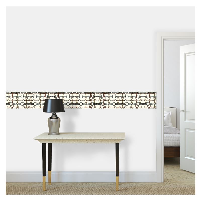 Equestrian Bit Motif wallpaper border, equine home decor Secondary image