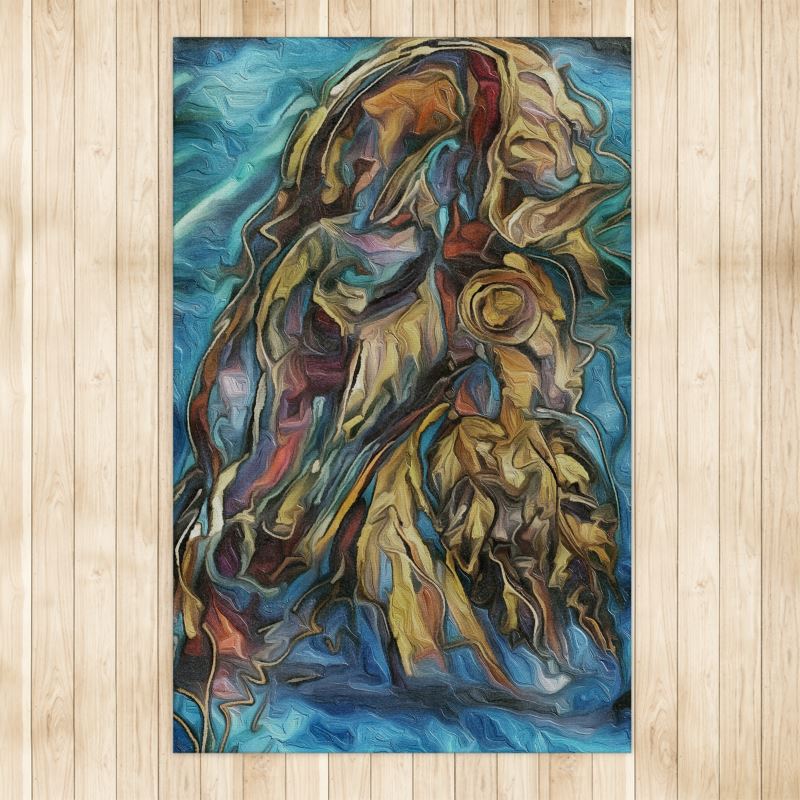 Large, Original Equestrian Artwork Area Rug 4ft x6.5ft Main image