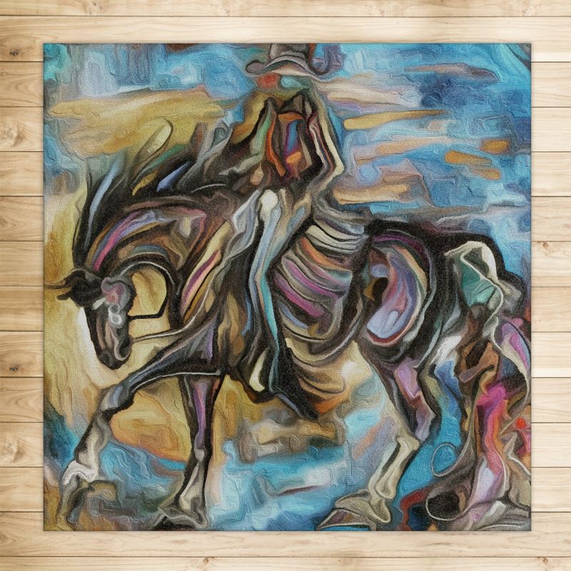Medium, Original Equestrian Artwork Area Rug 4ft x4ft Main image
