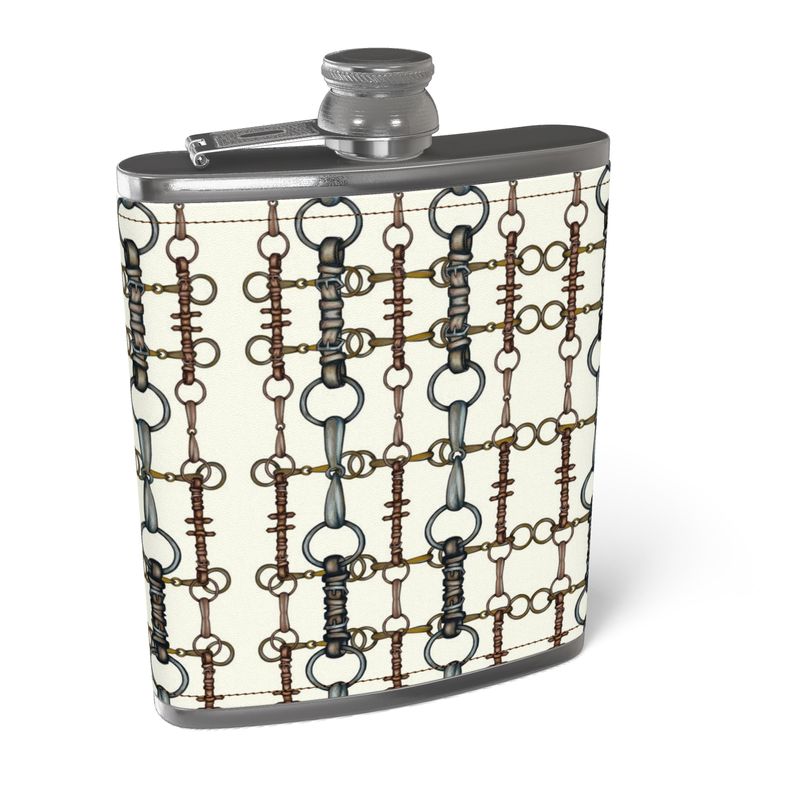 Ivory Bit Motif Leather Wrapped Hip Flask Secondary image