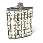 Ivory Bit Motif Leather Wrapped Hip Flask