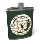 Hunter Green, Horse Head Leather Wrapped Hip Flask, Horse Lover Gift,