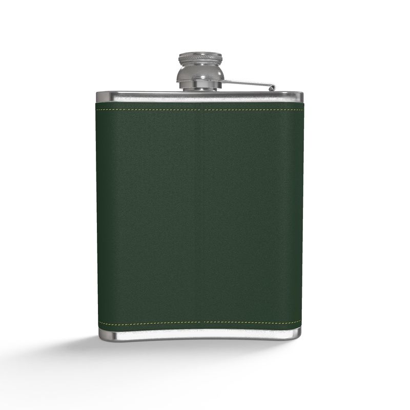 Hunter Green, Horse Head Leather Wrapped Hip Flask, Horse Lover Gift,