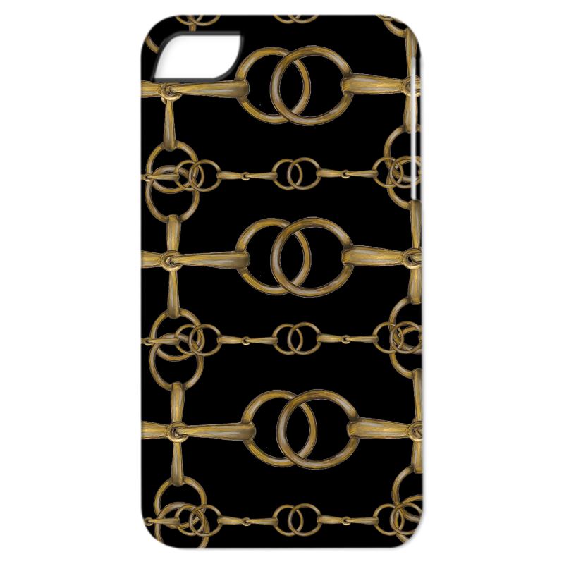 Black and Gold Equestrian Bit Motif Phone Case, Horse Lover Gift Main image