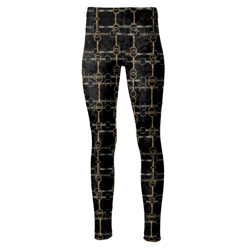 Equestrian Bit Motif High Waisted Leggings, Rider Leggings