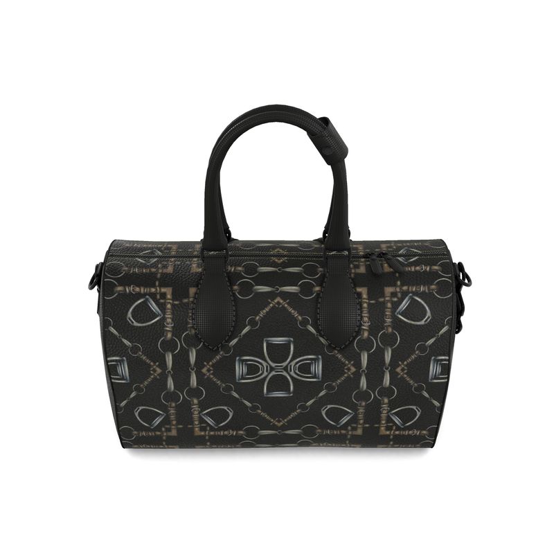 Small Black Equestrian Bit Motif Duffle Bag