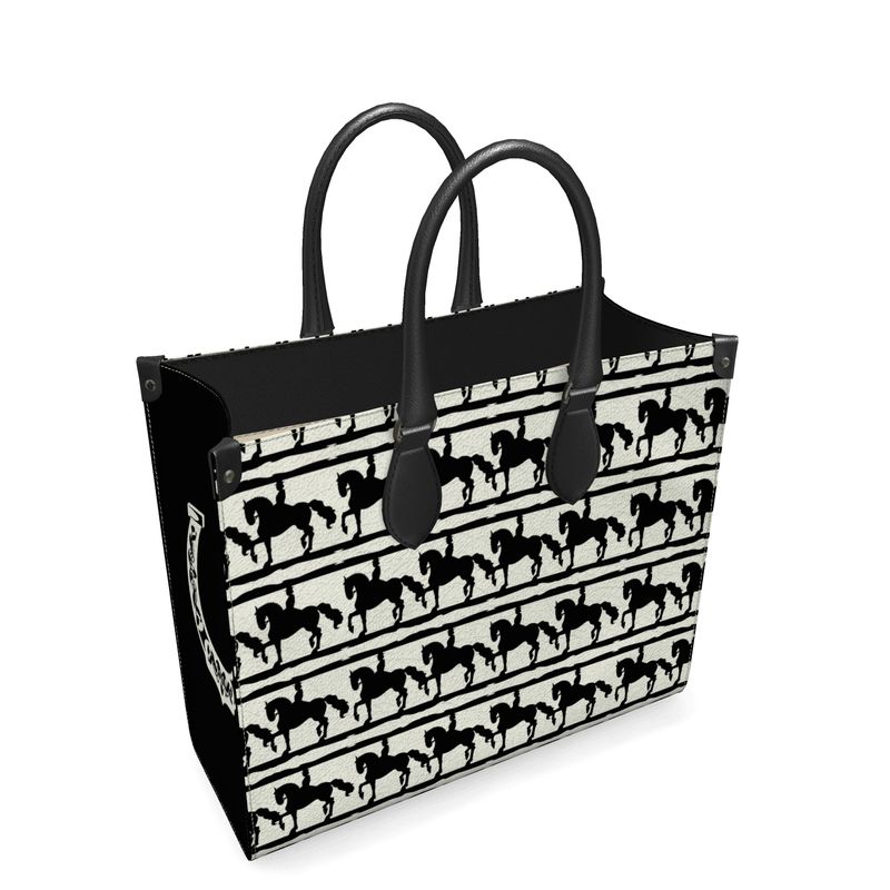 Black and Ivory Dressage Leather Shopper Bag Main image