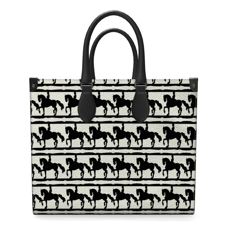Black and Ivory Dressage Leather Shopper Bag Secondary image