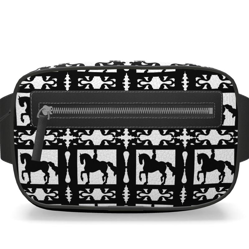 Black and White Dressage Horse Belt Bag