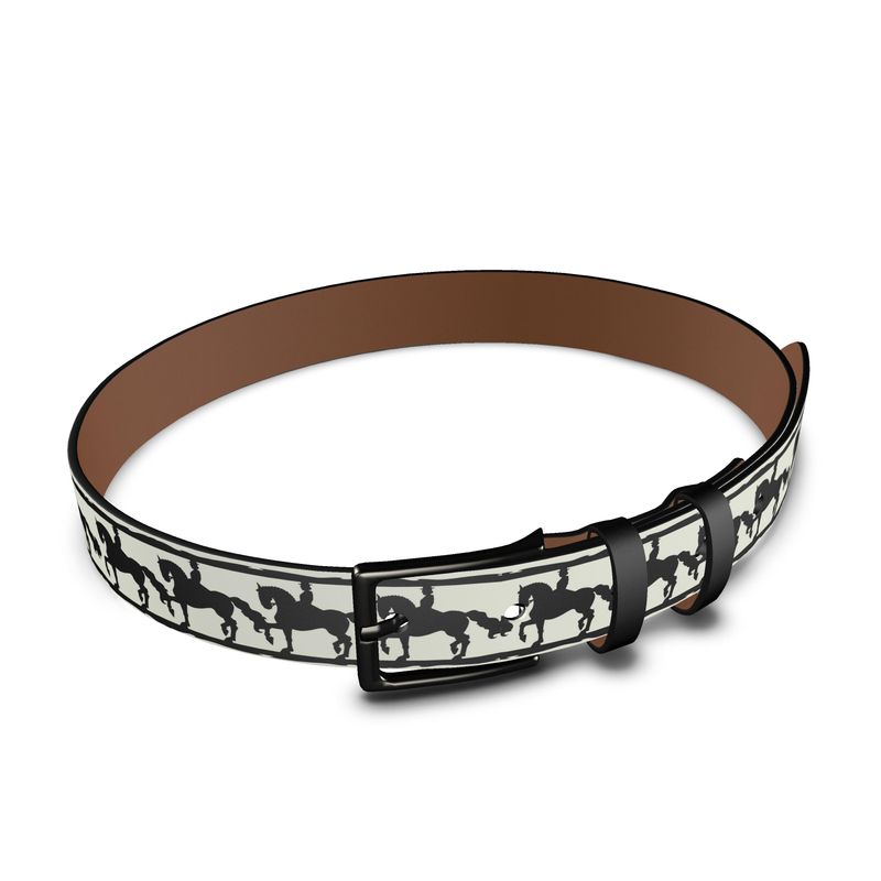 Ivory and Black Dressage Leather Belt Main image