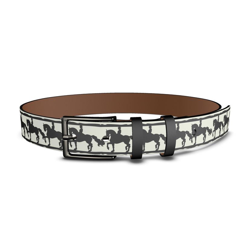 Ivory and Black Dressage Leather Belt