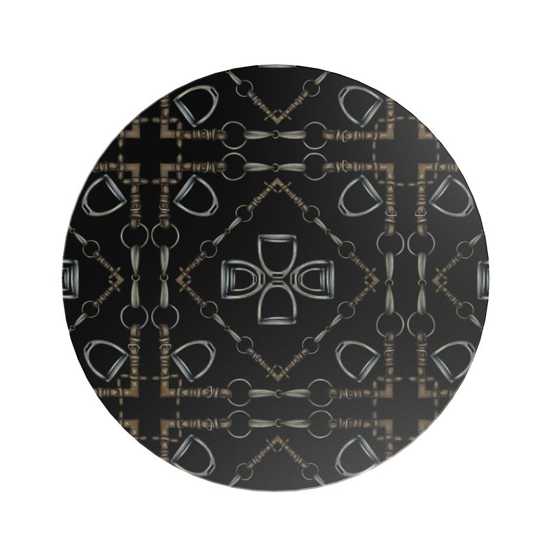 Geometric Equestrian Round Bit Motif Side Table