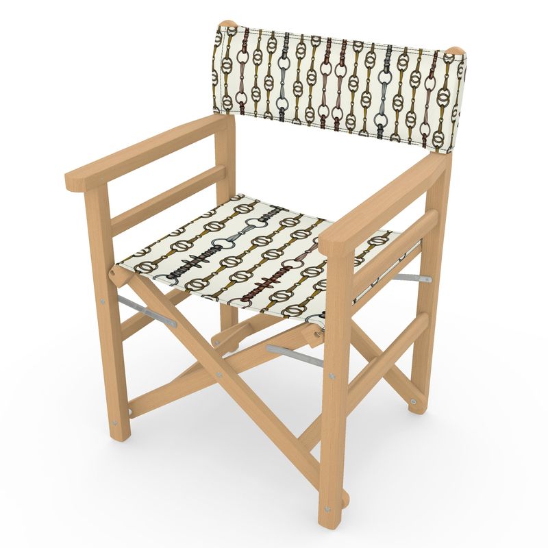 Ivory Tri Color Linear Bit Directors Chair