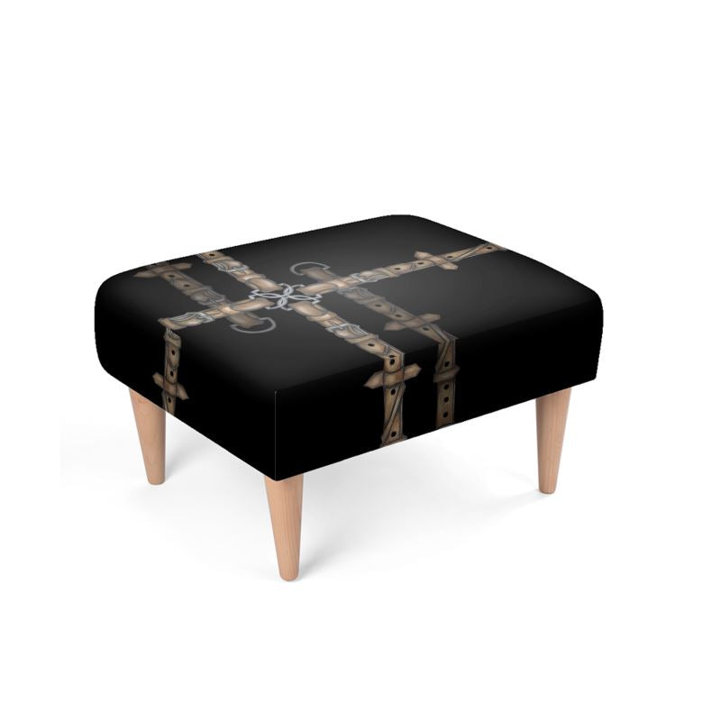 Bit motif grid Equestrian Style Foot Stool
