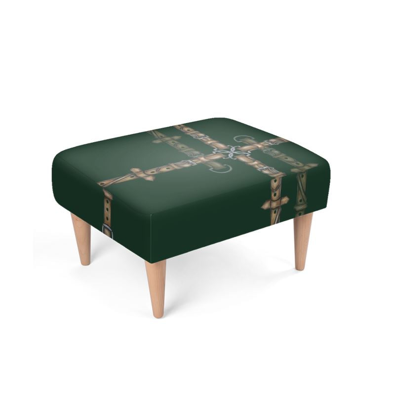 Hunter Green Bit Motif Foot Stool Main image