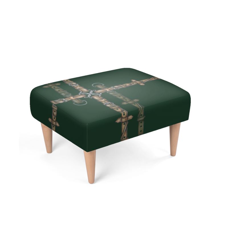 Hunter Green Bit Motif Foot Stool Secondary image