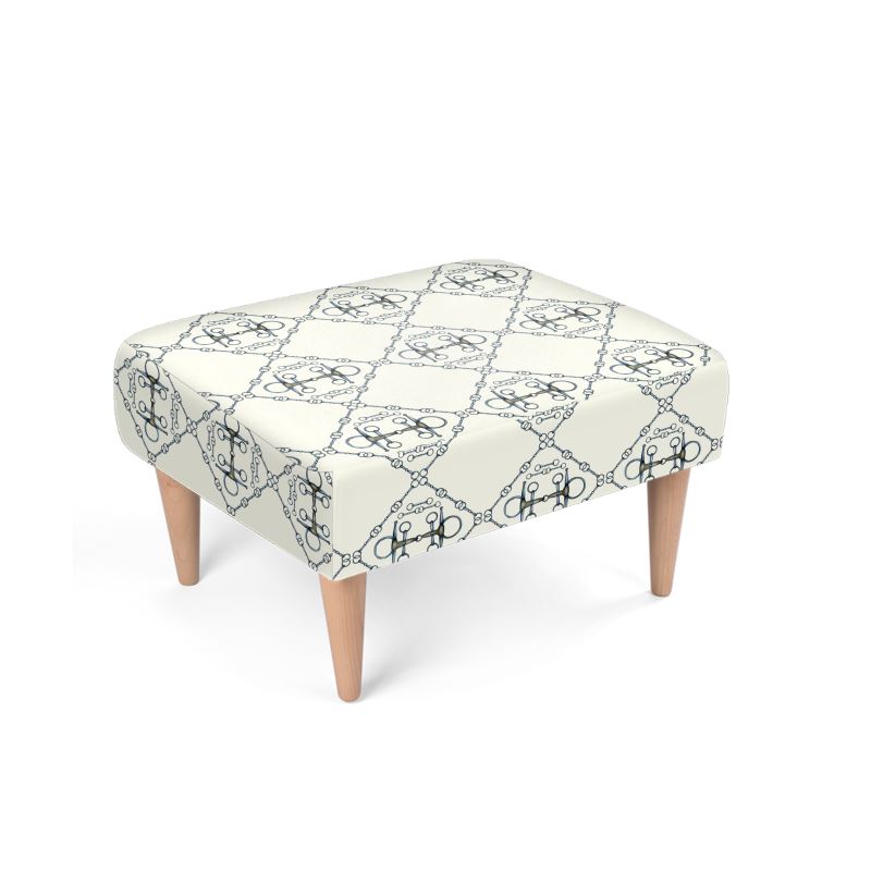 Ivory and Silver Bit Motif Footstool Main image