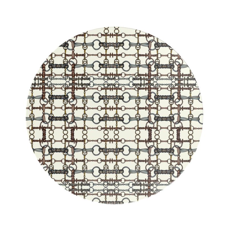 Ivory Chaos Bit Motif Round Side table