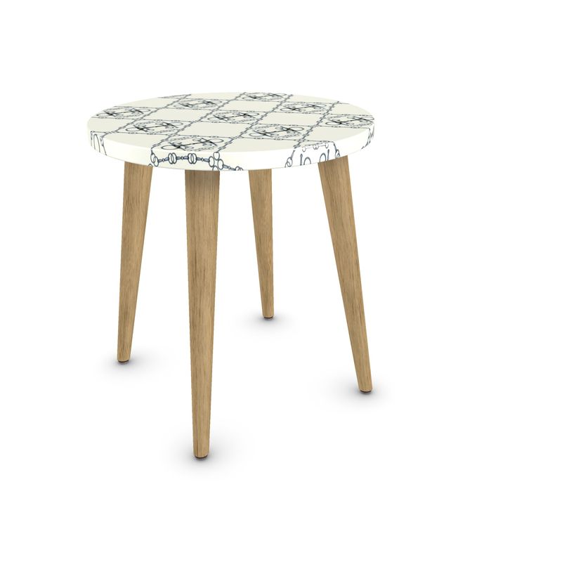 Ivory and Silver Bit Motif Round Side Table Main image