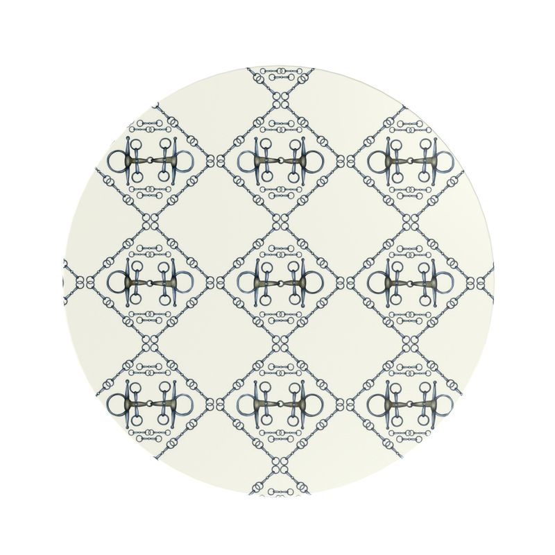 Ivory and Silver Bit Motif Round Side Table Secondary image