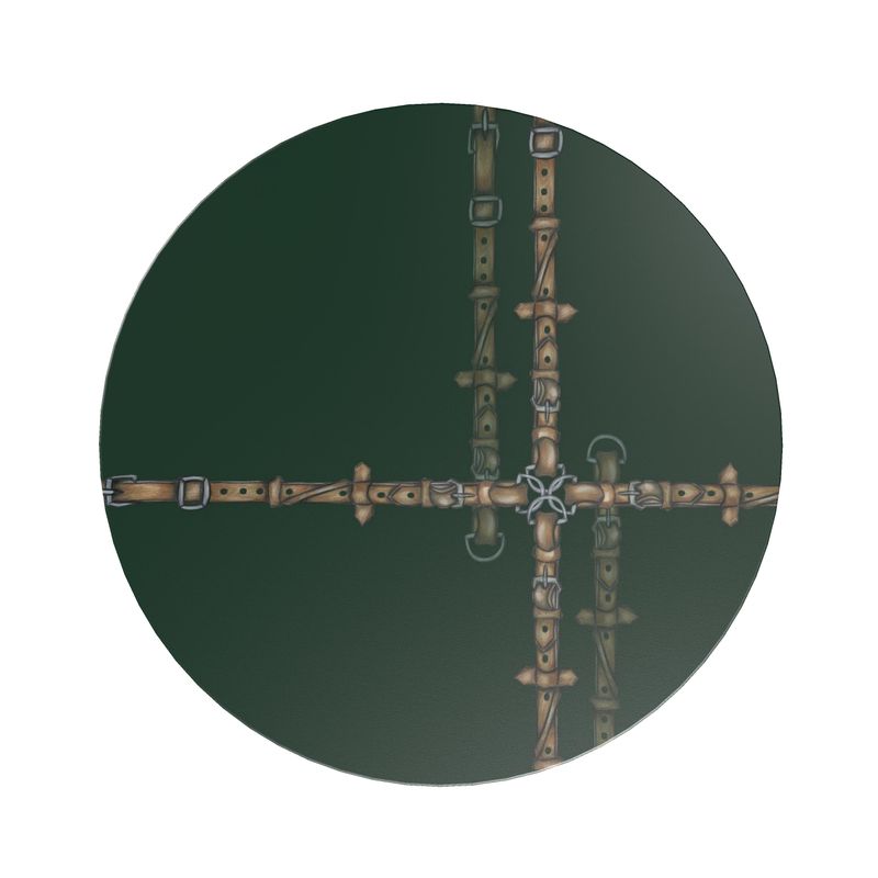 Hunter Green Bit Motif Round Side Table Secondary image
