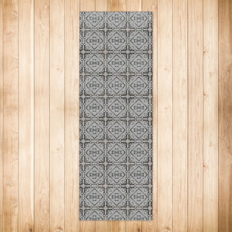 Grey Geometric Bit Motif Runner Rug 6x2ft Main image