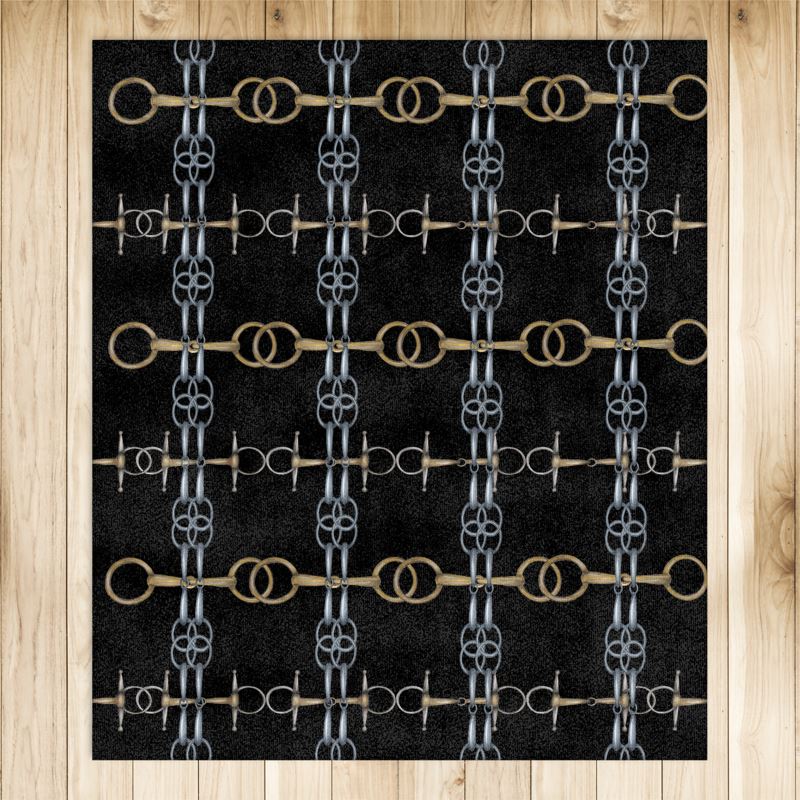 Black Bit Motif Rug 4x5ft Main image