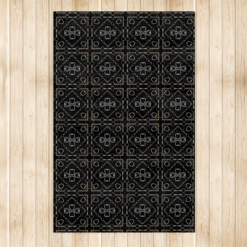 Large Black Geometric Bit Box Rug 4x5ft Main image
