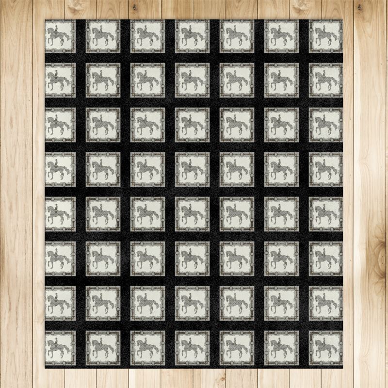 Dressage Motif Black Pattern Area Rug 4x5ft Main image