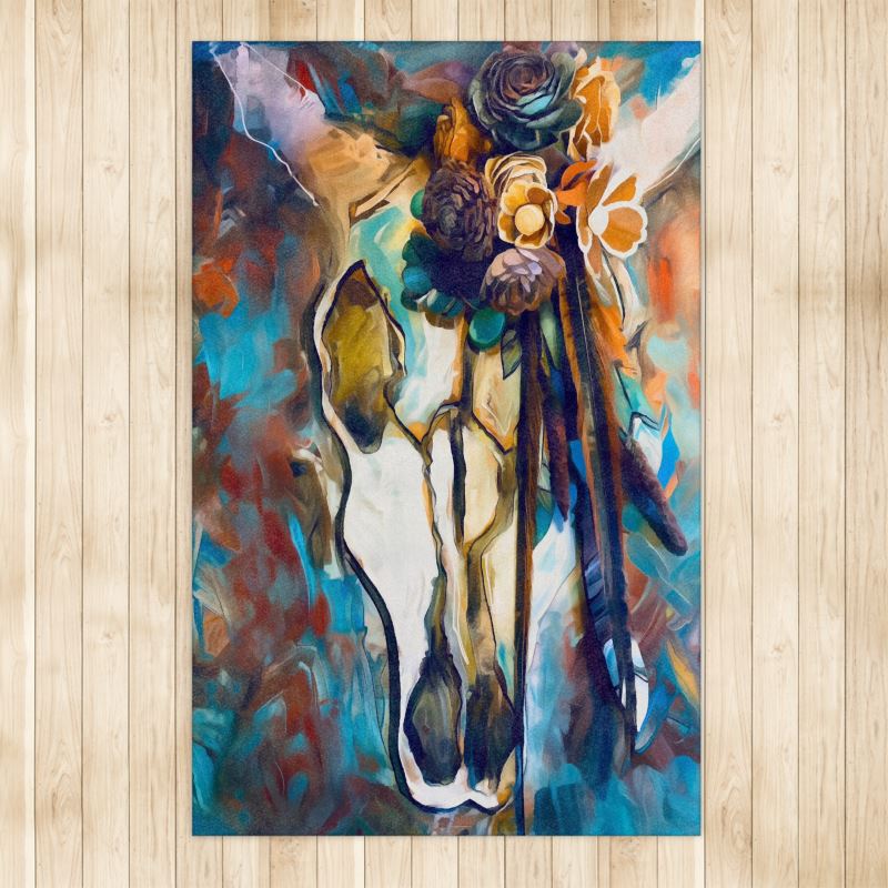 South Western Skull Painting Rug 4x6.5ft Main image