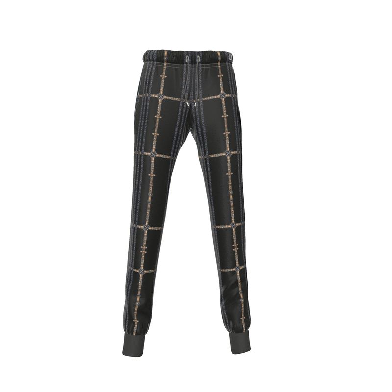 Black Equestrian Bit Pattern Joggers