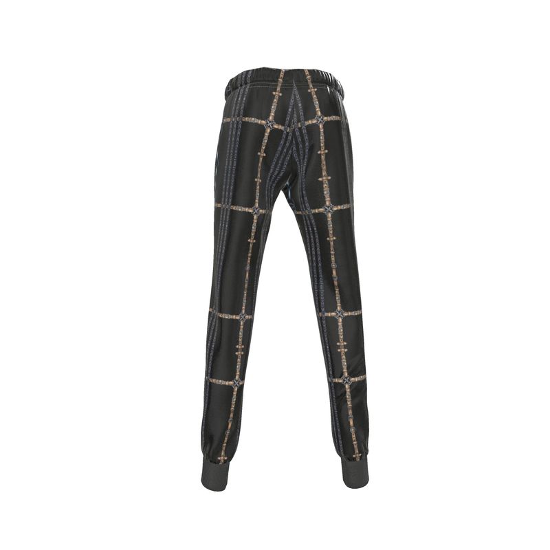 Black Equestrian Bit Pattern Joggers