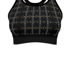 Black and Gold Bit Motif Sports Bra