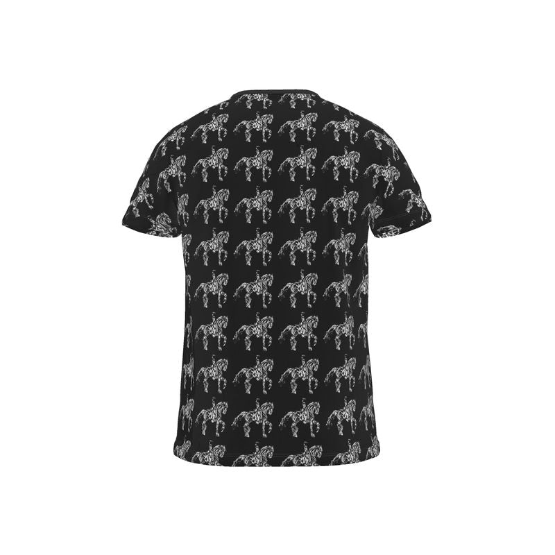 Black Dressage Horse Motif T Shirt