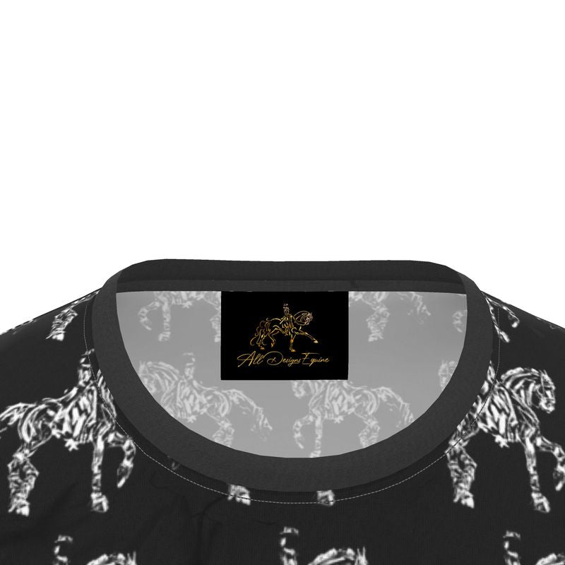 Black Dressage Horse Motif T Shirt