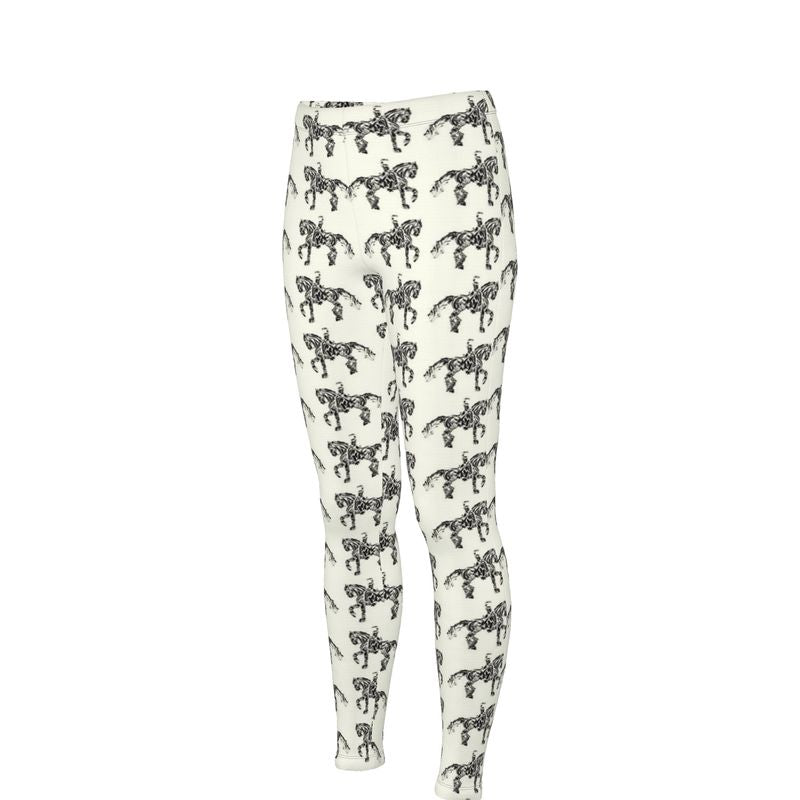 Ivory Dressage Horse Motif High Waisted Leggings Secondary image