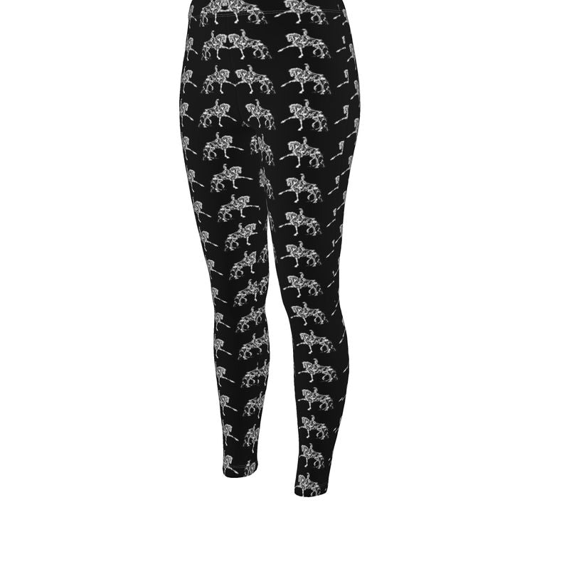 Black Piaffe Dressage Horse Motif High Waisted Leggings Main image