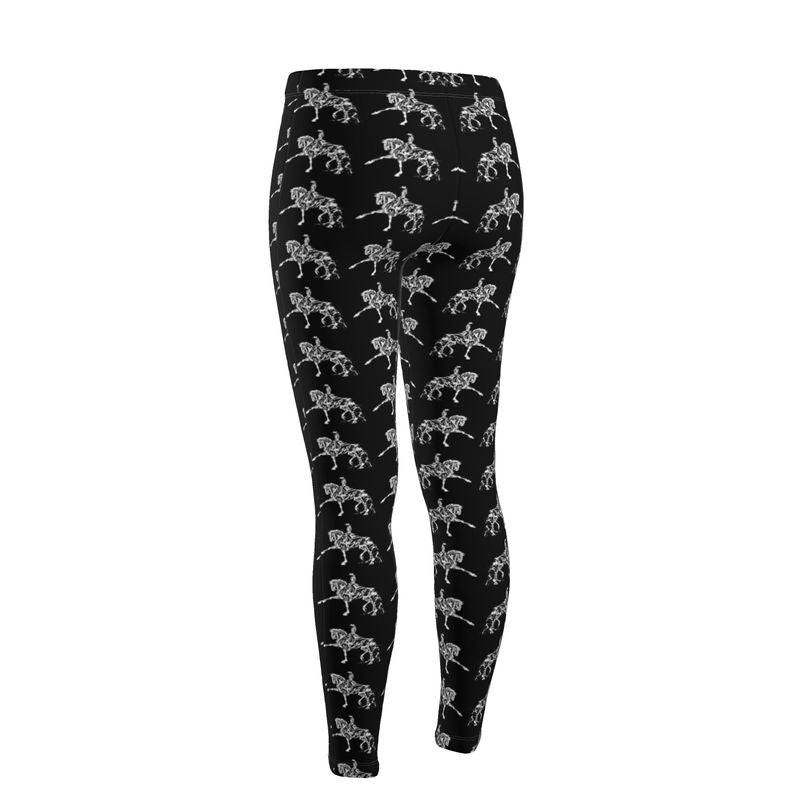 Black Piaffe Dressage Horse Motif High Waisted Leggings