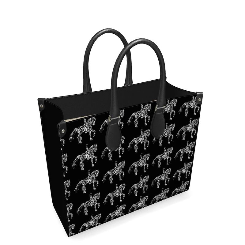 Black and White Dressage Horse Motif Shopper Bag Main image