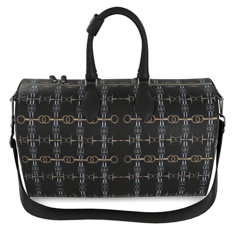 Black Bit Motif Duffle Bag