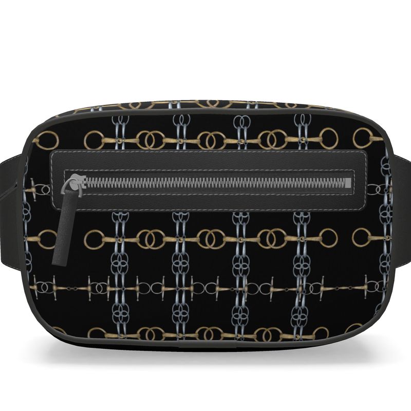 Black Bit Motif Belt Bag