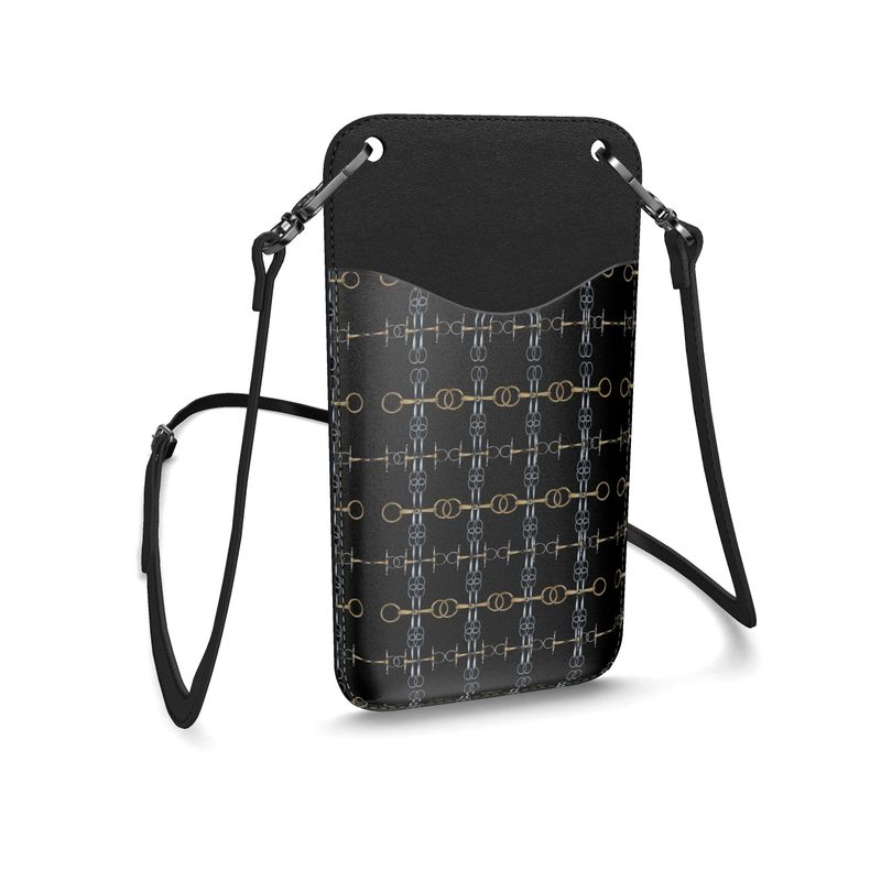 Black Equestrian Bit Motif Leather Phone Case Main image