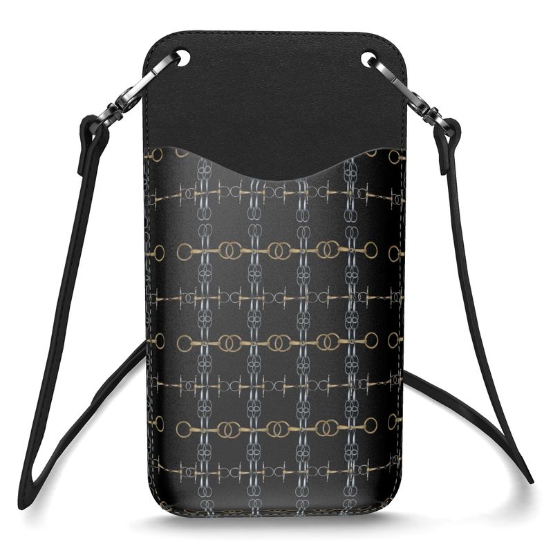 Black Equestrian Bit Motif Leather Phone Case Secondary image
