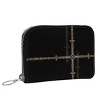 Minimalistic Bit Motif Leather Zip Purse