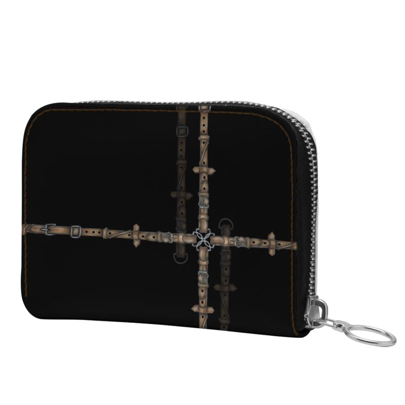 Minimalistic Bit Motif Leather Zip Purse Secondary image