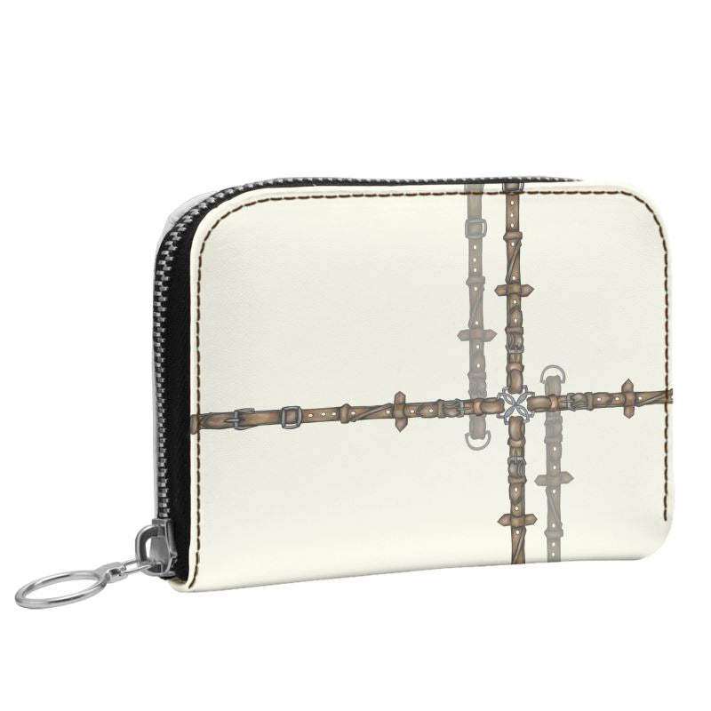 Ivory Minimalistic Equestrian Bit Leather Zip Purse